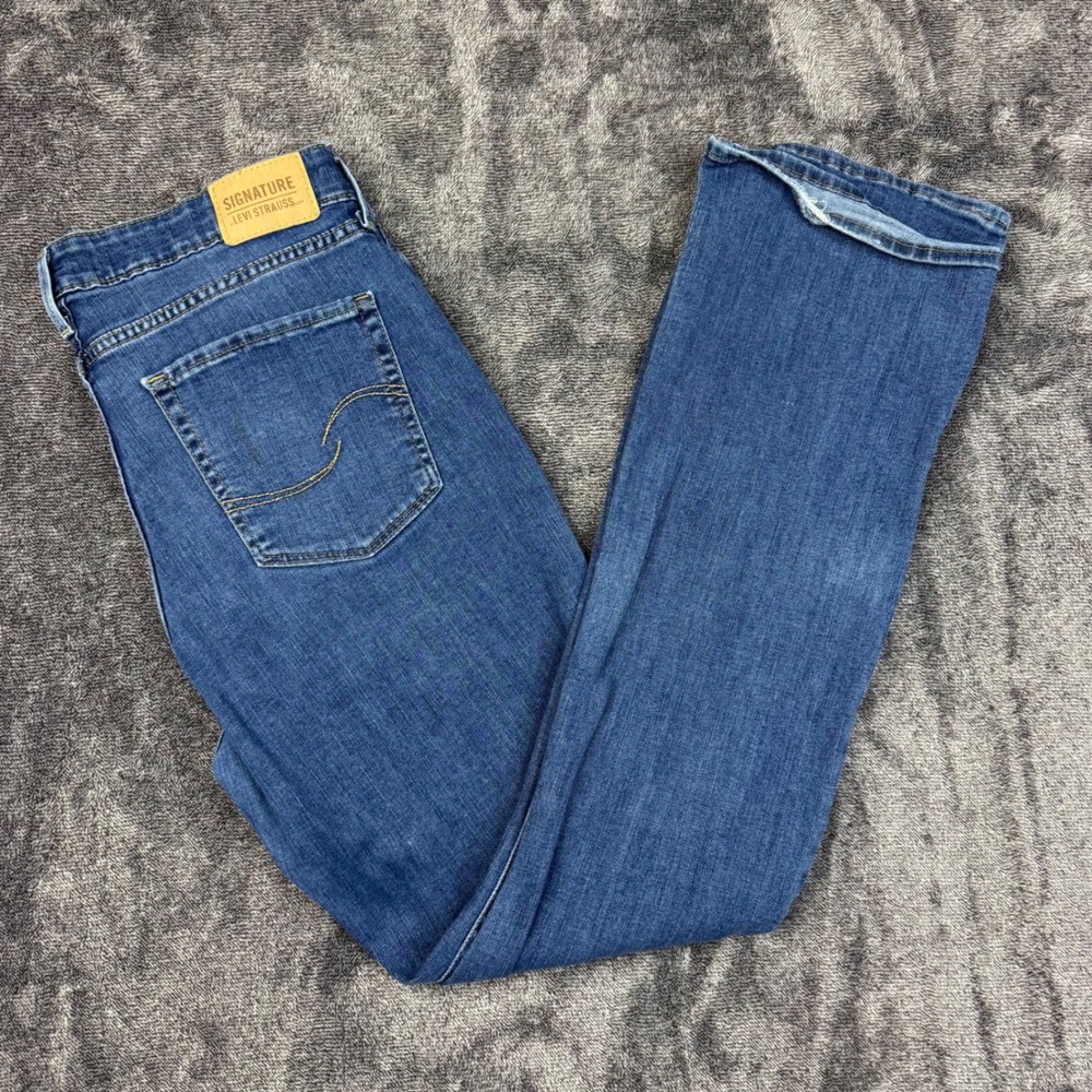 Signature Levi Strauss Jeans Women 16L Blue Mid-Rise Bootcut Stretch